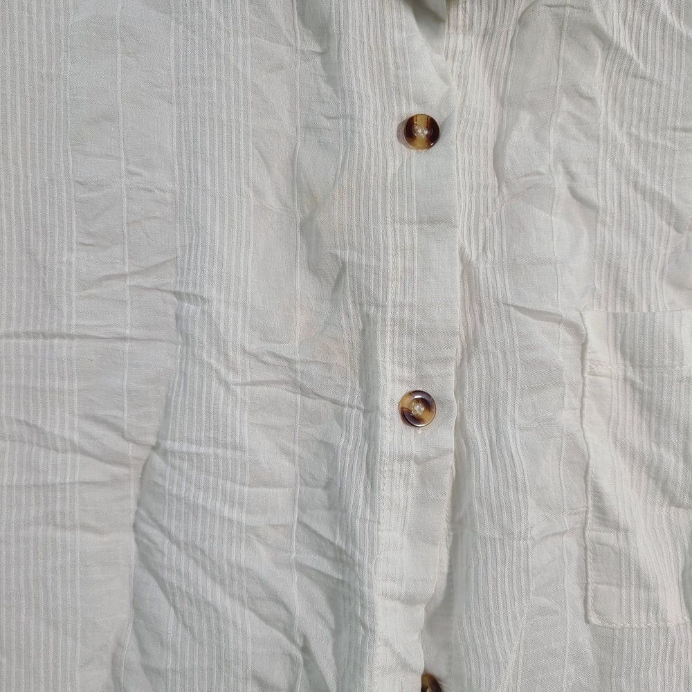 White Women's Solid Button Down Shirt Top Long Sl… - image 6